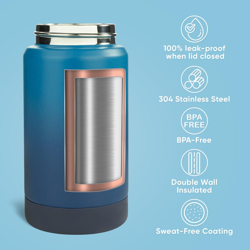 Fijinhom 12 oz Water Bottle, Kids Water Bottles for School, Toddler Water Bottle with Straw & Handle, 304 Stainless Steel Insulated Water Bottle, Non-slip Silicone Base, BPA Free, Gradient Blue - Image 3