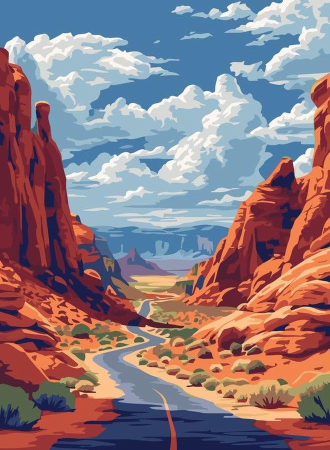 CRAFT MATE Paint by Numbers Jumbo Framed Kit – Desert Canyon Landscape Canvas (40x50 cm) – Pre-Stretched DIY Acrylic Painting Set for Adults & Beginners – Home Wall Art Décor - Image 2