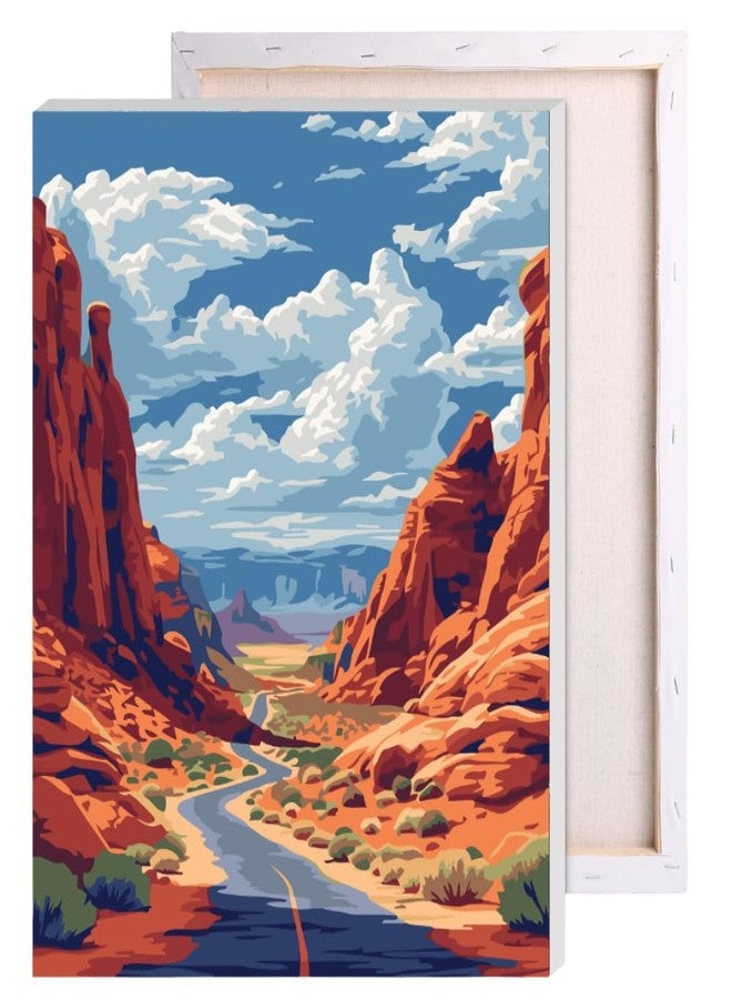 CRAFT MATE Paint by Numbers Jumbo Framed Kit – Desert Canyon Landscape Canvas (40x50 cm) – Pre-Stretched DIY Acrylic Painting Set for Adults & Beginners – Home Wall Art Décor - Image 1