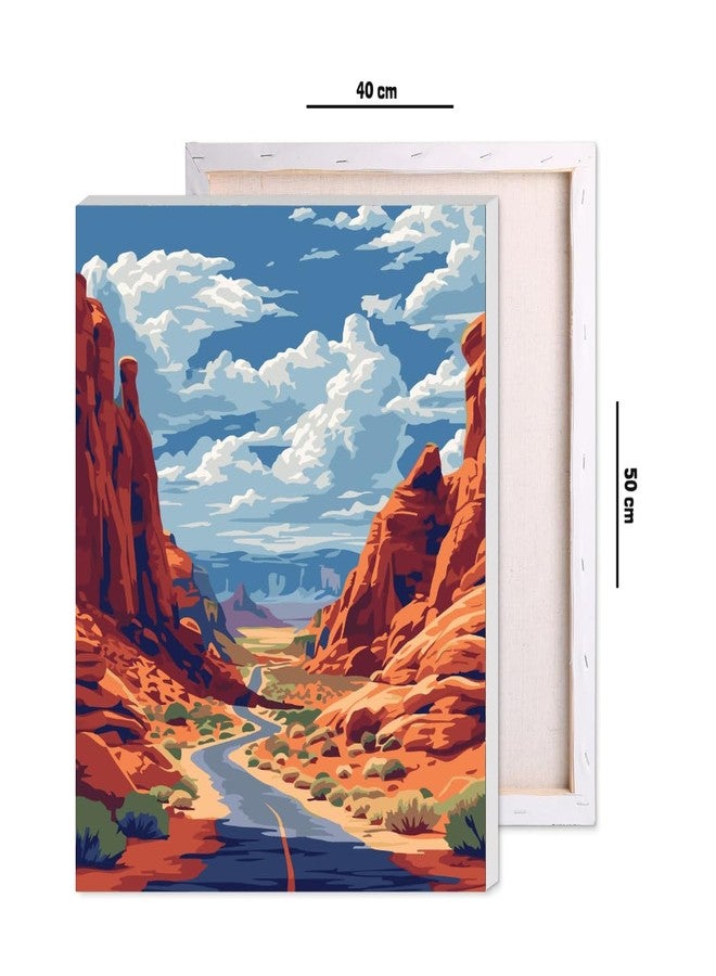 CRAFT MATE Paint by Numbers Jumbo Framed Kit – Desert Canyon Landscape Canvas (40x50 cm) – Pre-Stretched DIY Acrylic Painting Set for Adults & Beginners – Home Wall Art Décor - Image 4