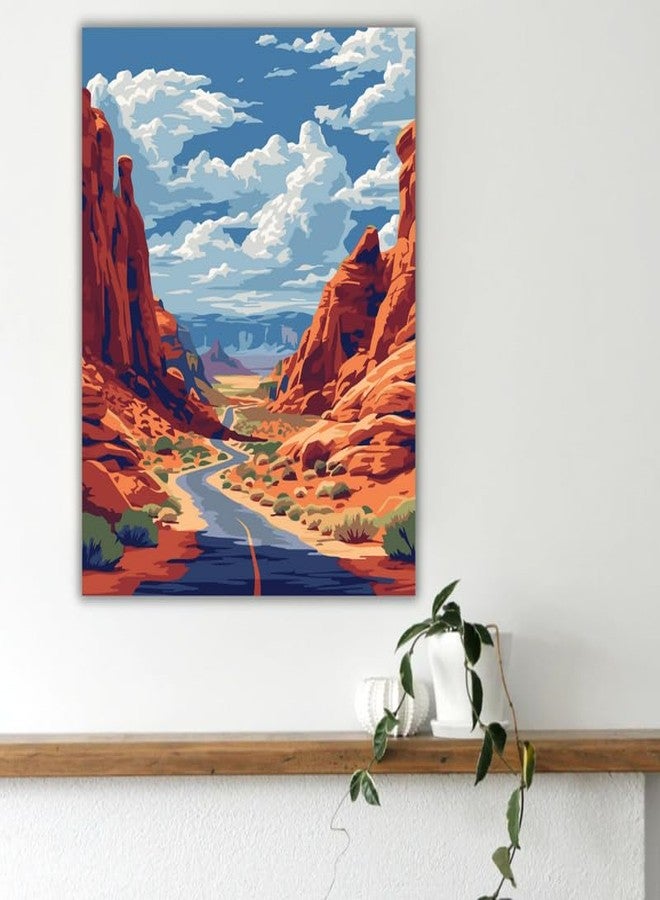 CRAFT MATE Paint by Numbers Jumbo Framed Kit – Desert Canyon Landscape Canvas (40x50 cm) – Pre-Stretched DIY Acrylic Painting Set for Adults & Beginners – Home Wall Art Décor - Image 3