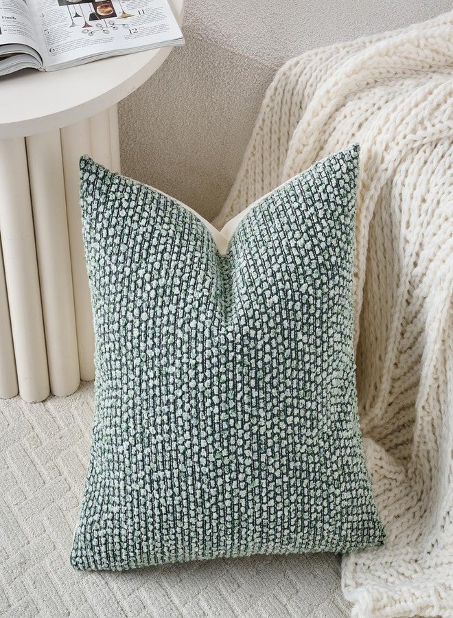 DEZENE Striped Throw Pillow Covers 18x18 Set of 2 Green Textured Boucle Chic Morden Boho Accent Farmhouse Square Decorative Couch Pillow Covers for Home Decor Bed Sofa Living Room - Image 4