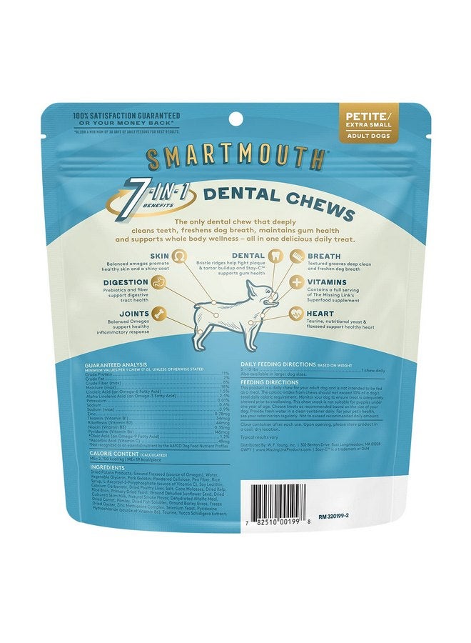 ذا ميسينج لينك حلوى المضغ للأسنان من إنتاج شركة Smartmouth Vet، 7 في 1، فوائد: أسنان ولثة صحية، نفس، بشرة، مفاصل، هضم، قلب، جهاز مناعة - كلاب صغيرة/كبيرة الحجم بوزن 5-15 رطل، 28 قطعة - Image 4