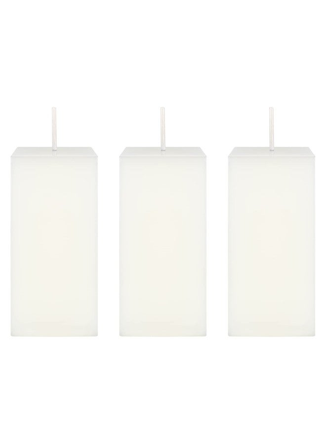 SRG 3 pcs Unscented White Square Pillar Candle, Hand Poured Premium Wax Candles 2 Inch x 3 Inch, Home Décor, Wedding Receptions, Baby Showers, Birthdays, Celebrations, Party Favors & More - Image 1