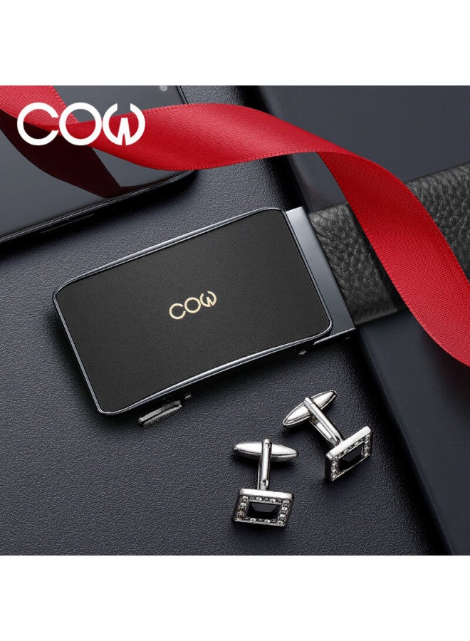 Cow Men's Leather Automatic Buckle Belt Gift Box Top Layer Cowhide Fashion Business Waistband New Year Birthday Gift - Image 2