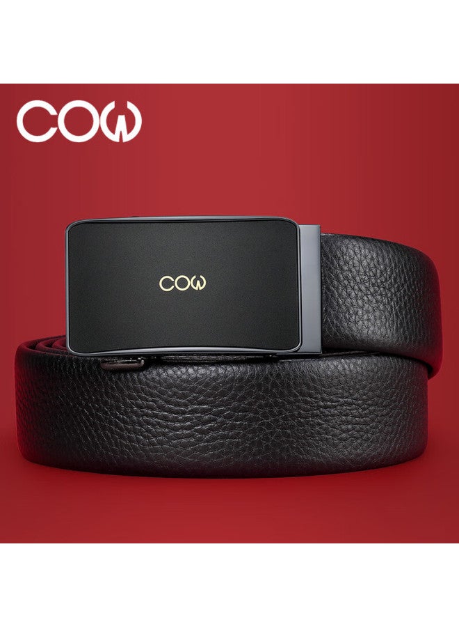 Cow Men's Leather Automatic Buckle Belt Gift Box Top Layer Cowhide Fashion Business Waistband New Year Birthday Gift - Image 1