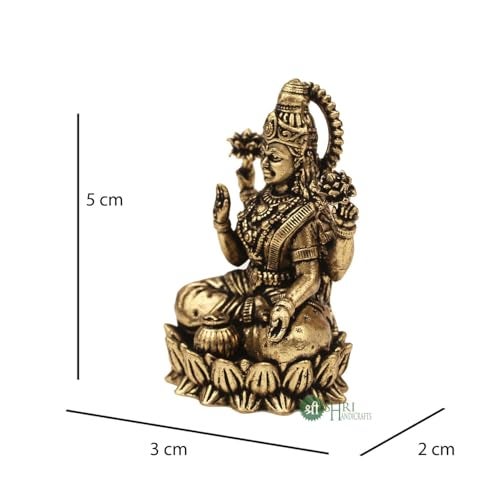 INDICAST Brass 2" Goddess Maa Laxmi Idol Murti Statue for Home and Office (5x3x2 cms, 40gm) - Image 4