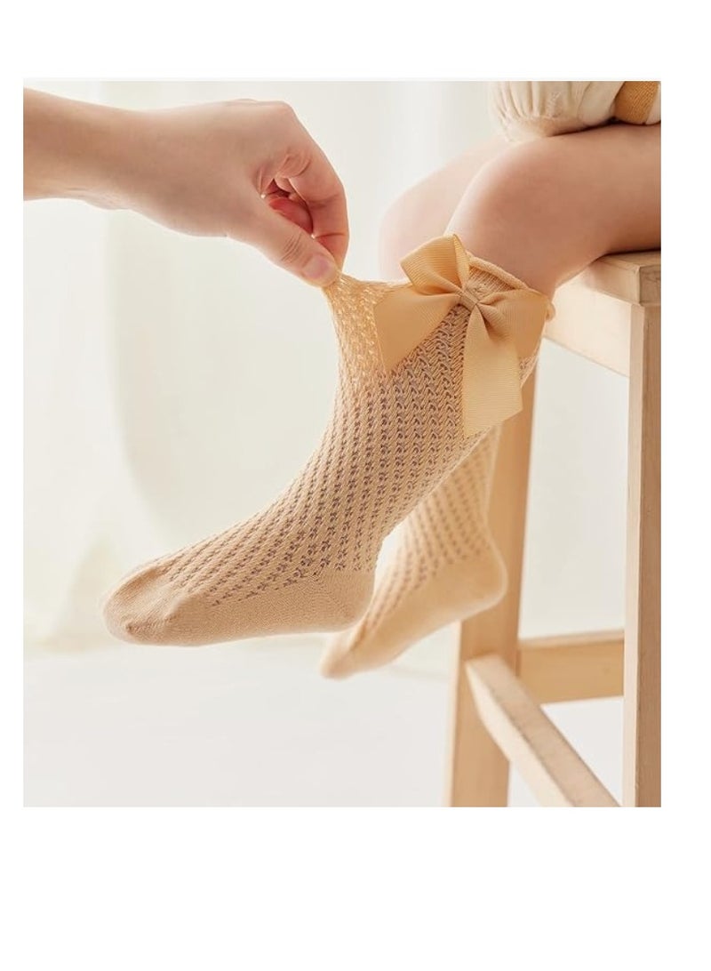 OASIS-TH 4 Paris Toddler Knee High Bowknot Knit Mesh Stockings Baby Girls Princess Lace Socks Size S M  - Image 2