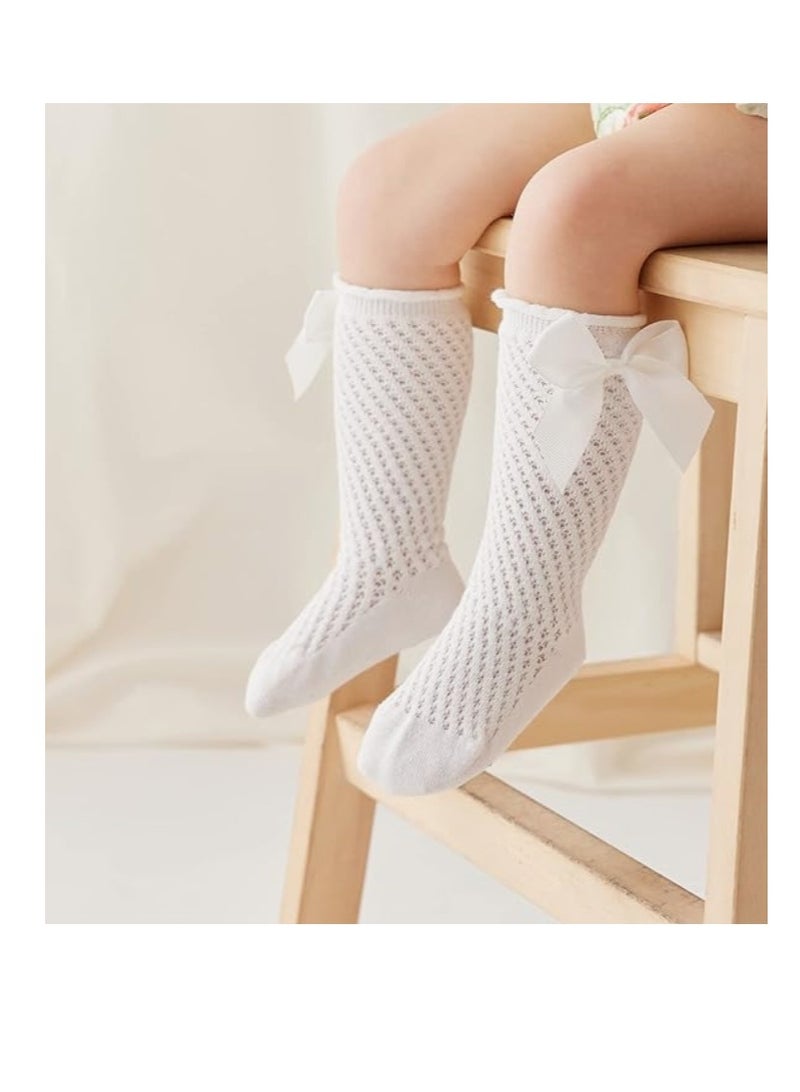 OASIS-TH 4 Paris Toddler Knee High Bowknot Knit Mesh Stockings Baby Girls Princess Lace Socks Size S M  - Image 3