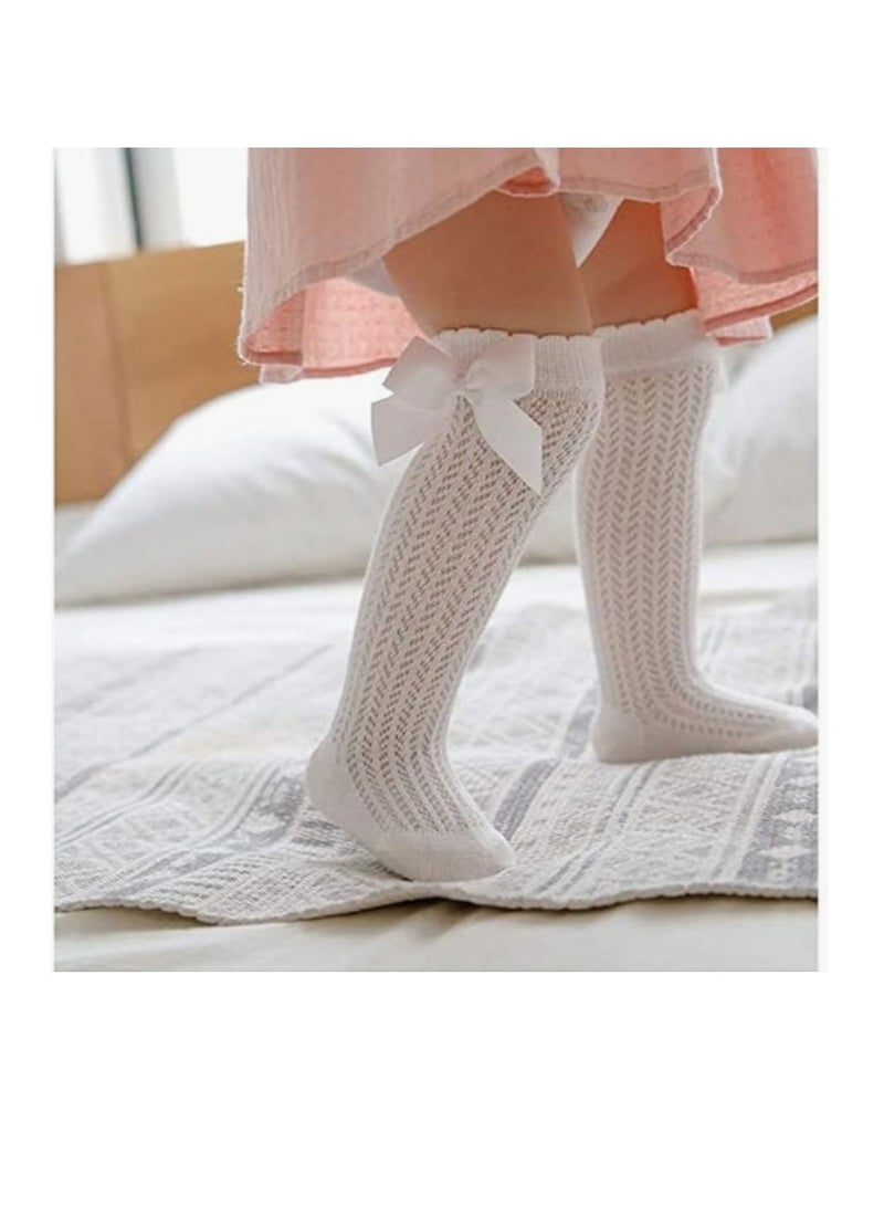 OASIS-TH 4 Paris Toddler Knee High Bowknot Knit Mesh Stockings Baby Girls Princess Lace Socks Size S M  - Image 4