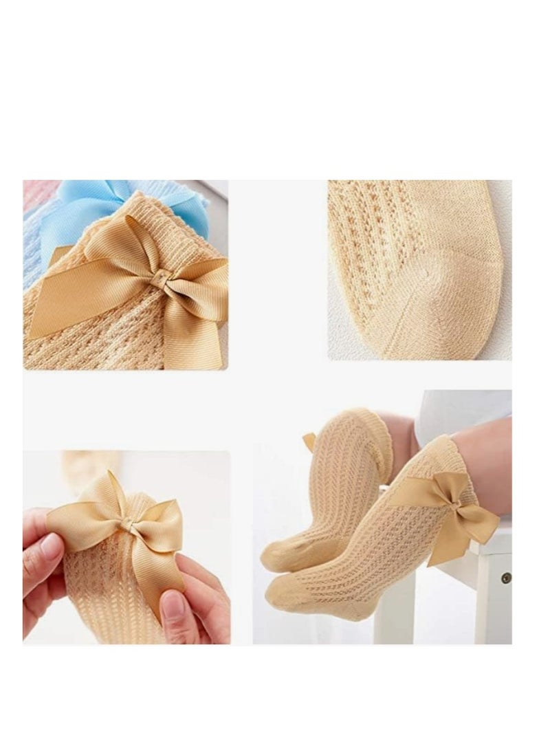 OASIS-TH 4 Paris Toddler Knee High Bowknot Knit Mesh Stockings Baby Girls Princess Lace Socks Size S M  - Image 5