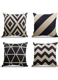 Square Decorative Throw Pillows, Cushion Covers Cotton Linen Black& Beige Stripes Modern Geometry Print Home Pillowcases 27 x 25.8 x 4.7 cm Black/Beige, 4 Pack - pzsku/Z1763430AF7C7A5FCD9F9Z/45/_/1736128488/1187a44f-58c6-4601-a800-f5e0c27432cd