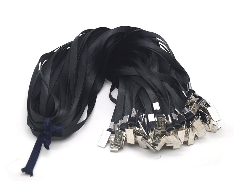 Bird Fiy® 50 Pcs Nylon Cord Lanyards Bulldog Clip Deluxe Neck Lanyard for Id Cards/badges (black) - Image 3