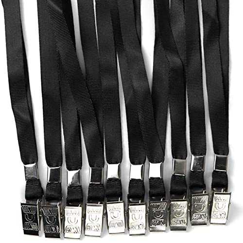 Bird Fiy® 50 Pcs Nylon Cord Lanyards Bulldog Clip Deluxe Neck Lanyard for Id Cards/badges (black) - Image 5