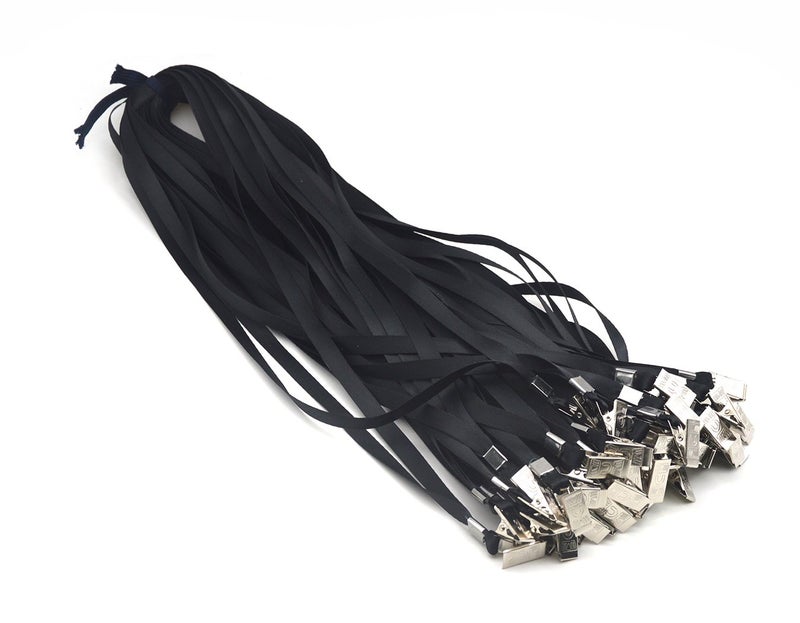 Bird Fiy® 50 Pcs Nylon Cord Lanyards Bulldog Clip Deluxe Neck Lanyard for Id Cards/badges (black) - Image 1