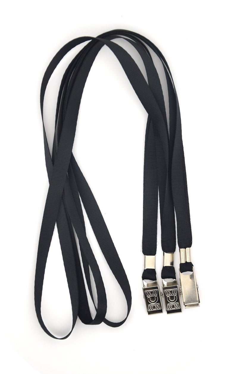 Bird Fiy® 50 Pcs Nylon Cord Lanyards Bulldog Clip Deluxe Neck Lanyard for Id Cards/badges (black) - Image 2