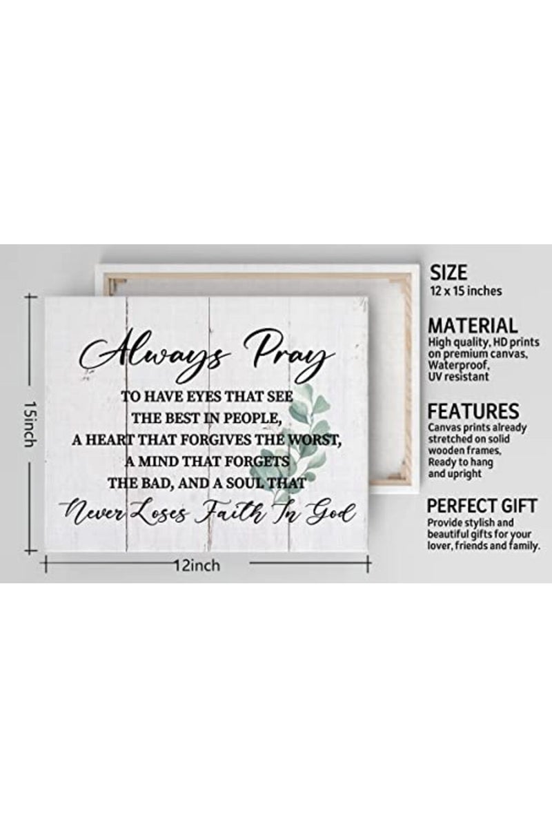 WKYAER Always Pray to Have Eyes, Faith in God Canvas Wall Art, Prints Poster for Home Decor, Scripture Prayer Wall Decor, Christian Gift Size 12x16 - Image 3
