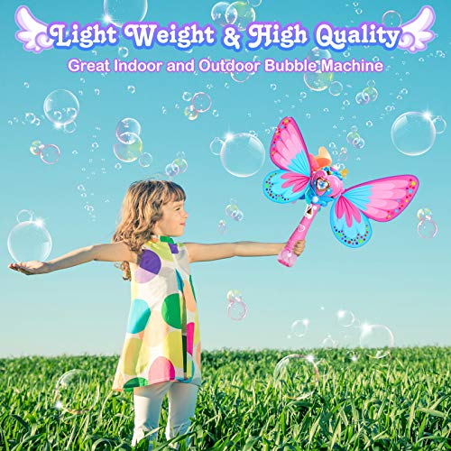 Sitodier Bubble Machine for Kids Butterfly Bubbles Wand Blower for Toddlers 1000 Bubbles per Minute Outdoor Indoor Bubbles Blowing Toys Birthday Gift for Girls Bubble Solution Included - Image 5