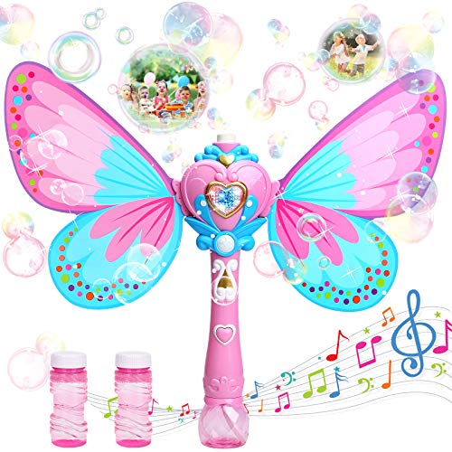 Sitodier Bubble Machine for Kids Butterfly Bubbles Wand Blower for Toddlers 1000 Bubbles per Minute Outdoor Indoor Bubbles Blowing Toys Birthday Gift for Girls Bubble Solution Included - Image 1