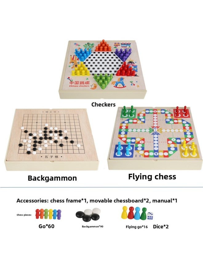 Large Checkers Flying Chess Gobang Colosseum Chess Multifunctional Chessmen Children Primary And Secondary School Students Adult Toys All-in-One