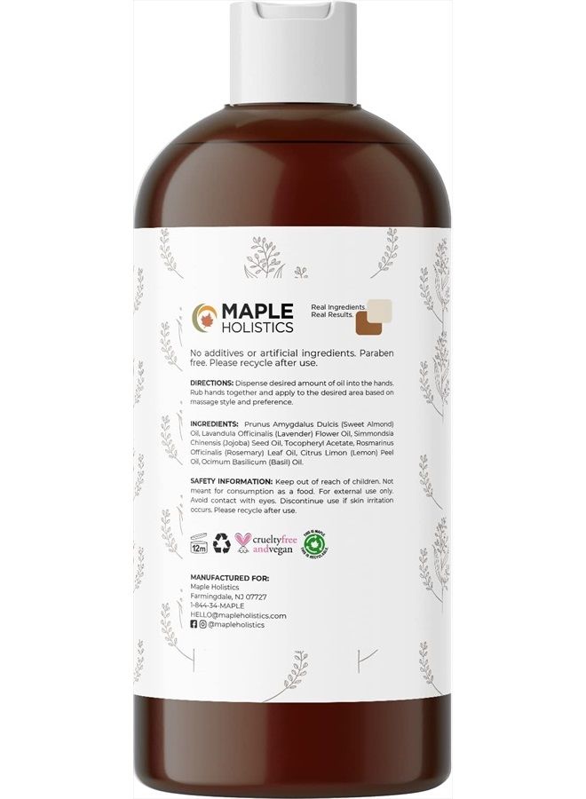Maple Holistics Relaxing Massage Oil for Massage Therapy - Sore Muscle Oil Massage Oil with Lavender and Rosemary Oils for Muscle Relief - Full Body Warming Massage Oil for Sore Muscles for Pro or Home Use (16oz) - Image 2
