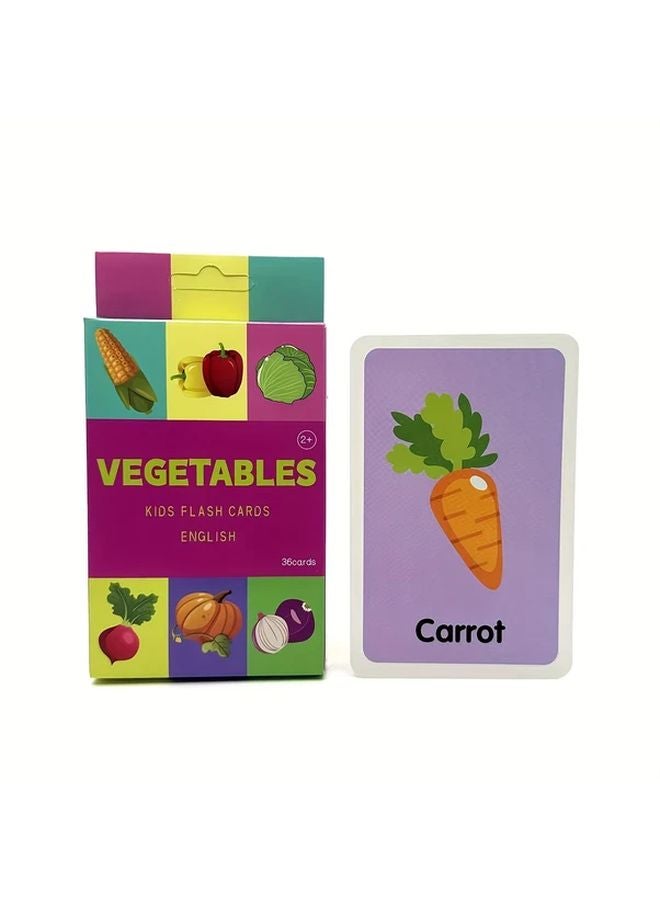 36 قطعة بطاقات تعليمية للخضروات للأطفال، ألعاب تعليمية للحروف والأرقام والأشكال - Image 1