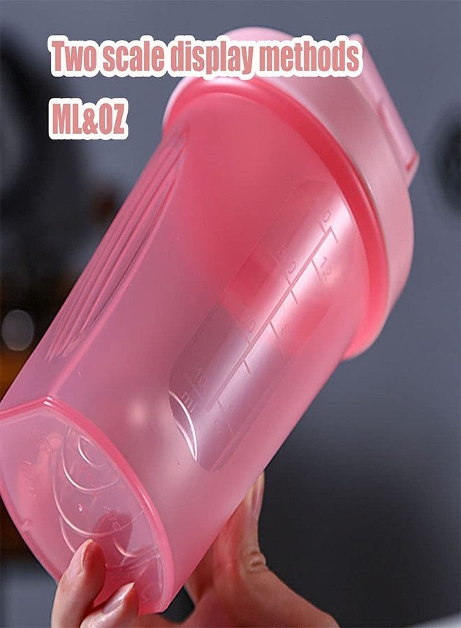 Shaker Bottle Blender w. Classic Loop Top & Stainless Whisk Ball-Perfect for Protein Shakes and Pre Workout (16 Oz-400ML, Pink/Pink Cup) - Image 4
