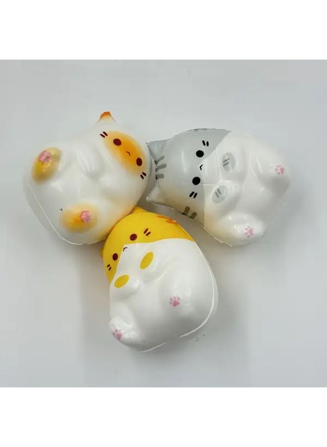3pcs Cute Cartoon Cat Toys Soft Slow Rising Cat Balls Colorful Desktop Decorations - Image 1