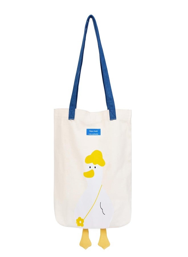 Phaoullzon Cute Canvas Tote Bag - Funny Duck & Goose Hobo Shoulder Crossbody Bag - Image 1