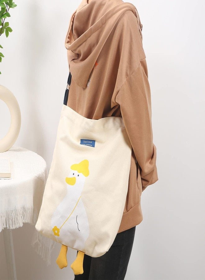 Phaoullzon Cute Canvas Tote Bag - Funny Duck & Goose Hobo Shoulder Crossbody Bag - Image 2
