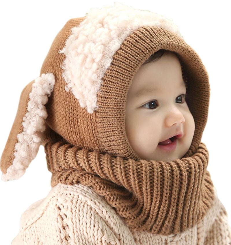 Bienvenu Toddler Hat Scarf Earflap Hoodie, Coffee, One Size - Image 2