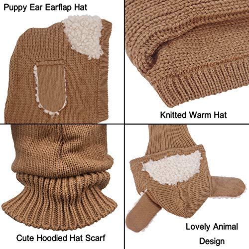 Bienvenu Toddler Hat Scarf Earflap Hoodie, Coffee, One Size - Image 4