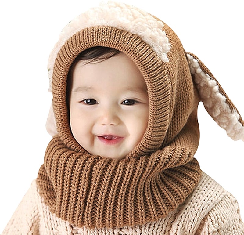 Bienvenu Toddler Hat Scarf Earflap Hoodie, Coffee, One Size - Image 1