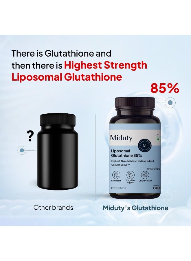Miduty Liposomal Glutathione 85% 650 mg - 30 Veg Capsules - Image 5