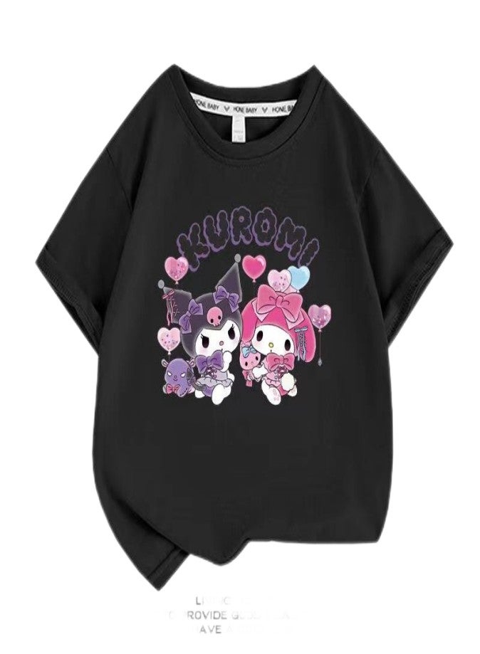 Kuromi Unisex Short Sleeve Stylish Top TShirt cotton Tee for Boys Girls Kid Children - Image 1