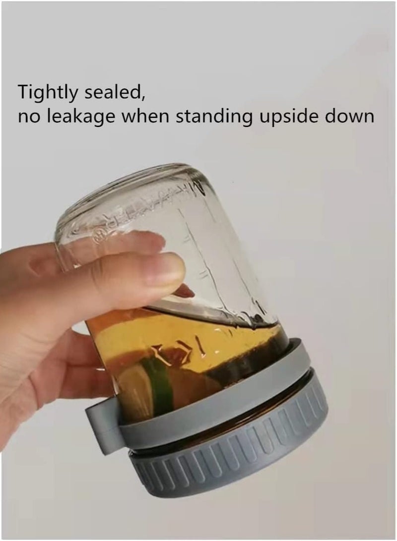 تراسل برطمانات شوفان ليلية من تراسل سعة 350 مل مع اغطية وملاعق حاوية زجاجية قابلة لاعادة الاستخدام علامات قياس لتخزين الطعام لاواني الافطار الشوفان للحليب والحبوب - Image 3