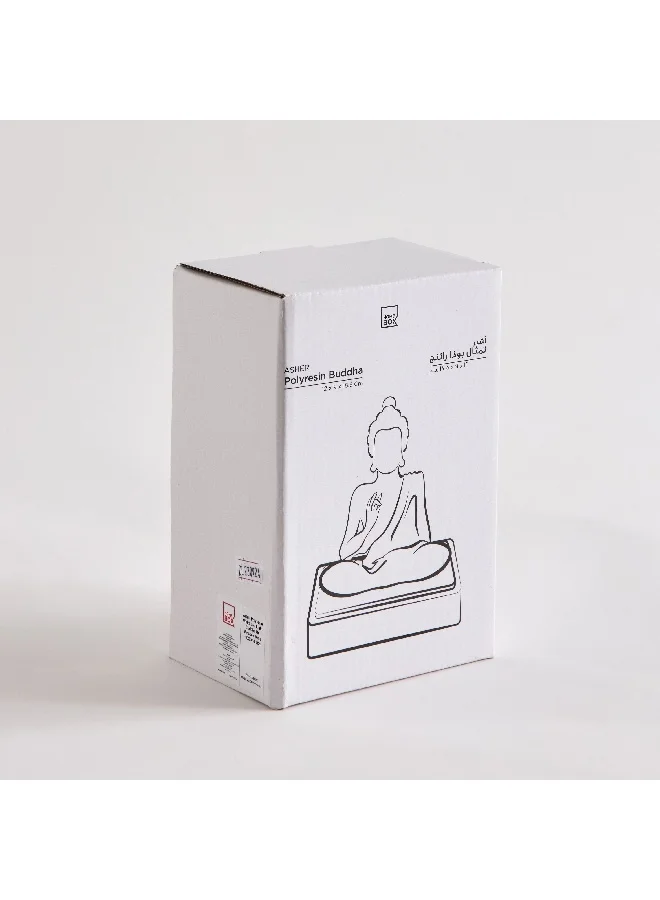 Home Box Asher Polyresin LED Light on Wooden Base 12 x 9 x 18.5 cm