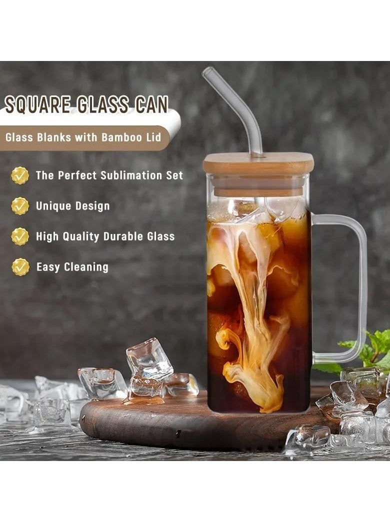 HONEY BEE Homesmiths 320ML Borosilicate Square Drinking Glasses with Straw And Bamboo Lid, Eco- Friendly and Sustainable, Made With Durable Material, Set of 2 - Image 5