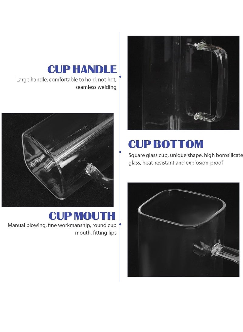 HONEY BEE Homesmiths 320ML Borosilicate Square Drinking Glasses with Straw And Bamboo Lid, Eco- Friendly and Sustainable, Made With Durable Material, Set of 2 - Image 3