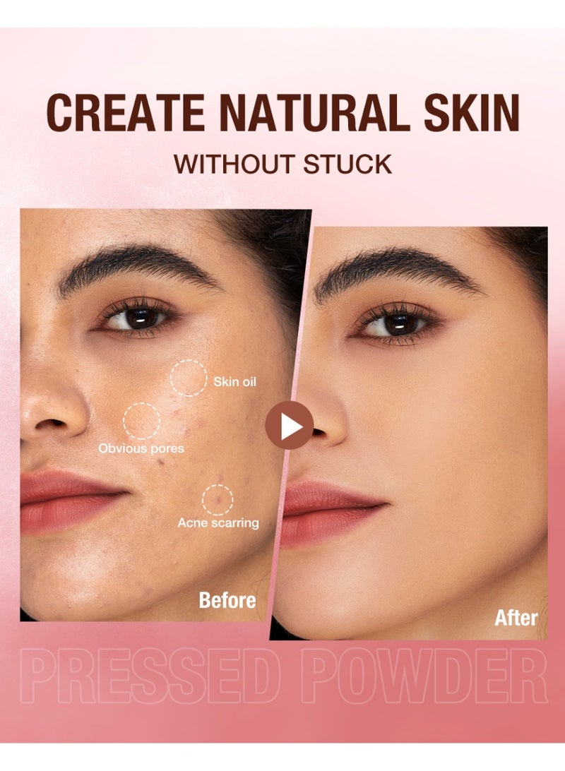 O.TWO.O 3D Soft Focus Face Powder Waterproof Long Lasting Oil Control 24H Natural Skin Tones Anti-Transfer, Non-Absorbent for All Skin Types & Tones, Includes Puff Makeup Powder Foundation Daily Essential - Image 4