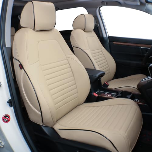 EKR CRV Seat Covers Custom Fit for Honda CRV 2015 2016 Full Set Car Seat Cover for SUV Leather Truck Seat ProtectorsFaux LeatherBeige
