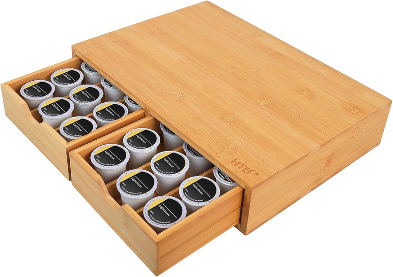 HTB K Cup Holder Compatible with K Cups,Coffee Pod Holder Holds Up 30 Cups,K Cup Organizer Storage Drawer - Image 1