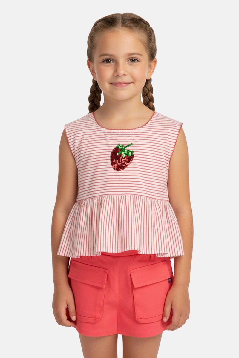 Limited Too Kids Girl 2 Pieces Stripe Sleeveless Top And Skorts Set, Multicolor - Image 1