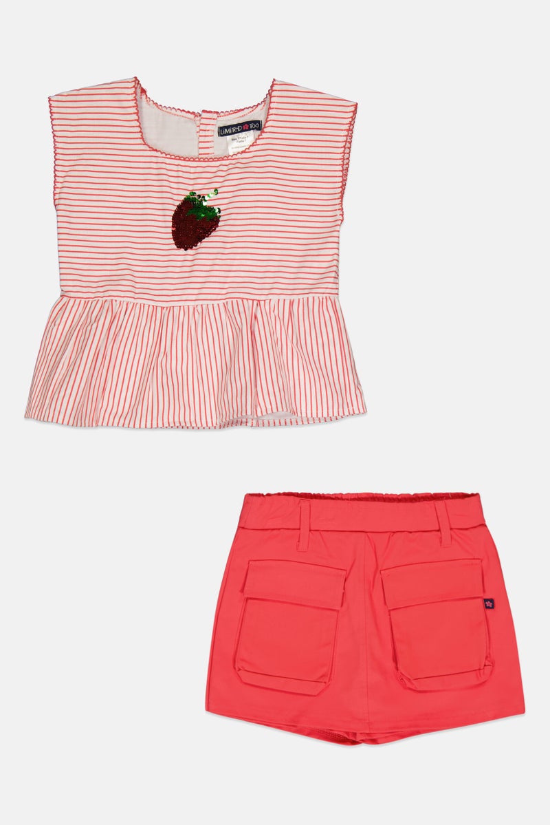 Limited Too Kids Girl 2 Pieces Stripe Sleeveless Top And Skorts Set, Multicolor - Image 2