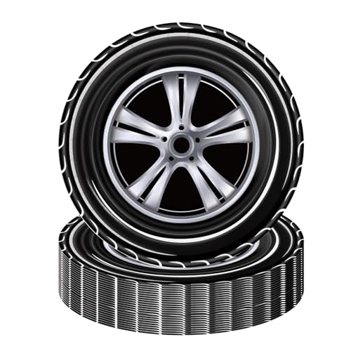 KFJBPB 50PCS Race Car Party Paper Plates 7 Inch, Disposable Car Wheel Birthday Party Supplies Cake Dessert Plates for Kids Boys Birthday Baby Shower Sports Event Decorations (Race Car) - Image 1