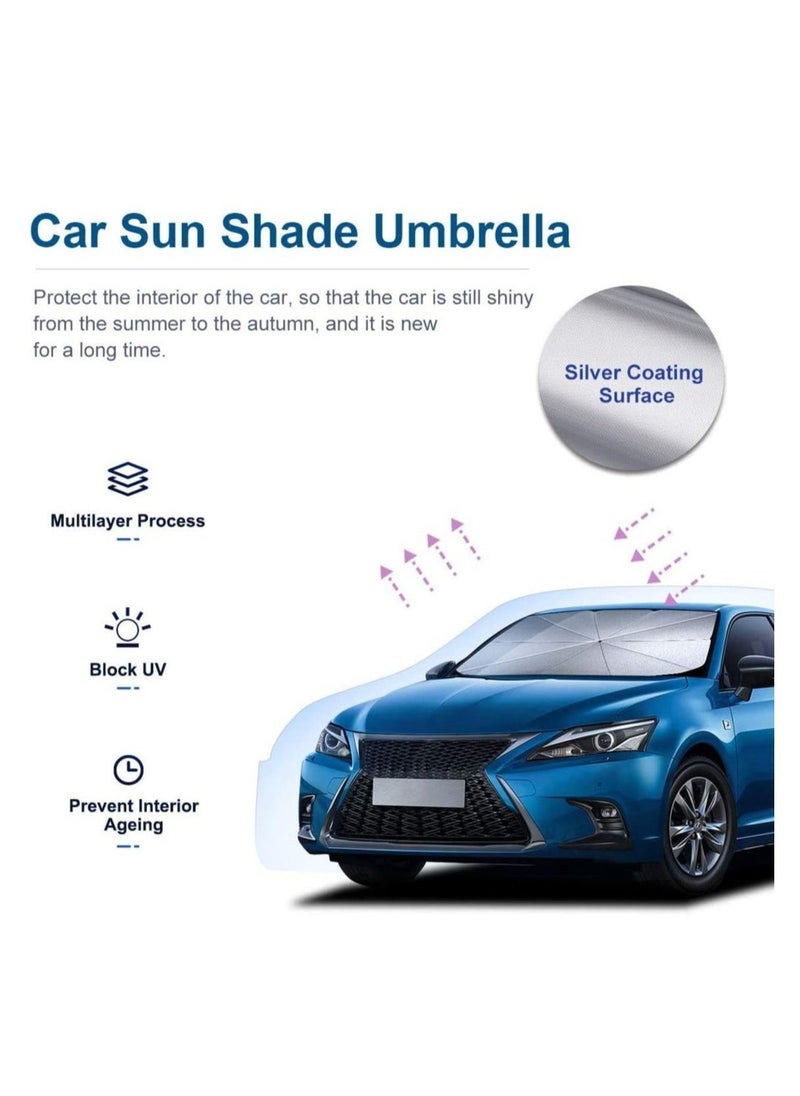 ELTRAZONE Car Windshield Sun Shade Umbrella,SUNACCL Foldable Car Sun Umbrella for Windshield Sun Protection Umbrella Front Sunscreen Visor Block UV Fits Most Vehicle Models - Image 2