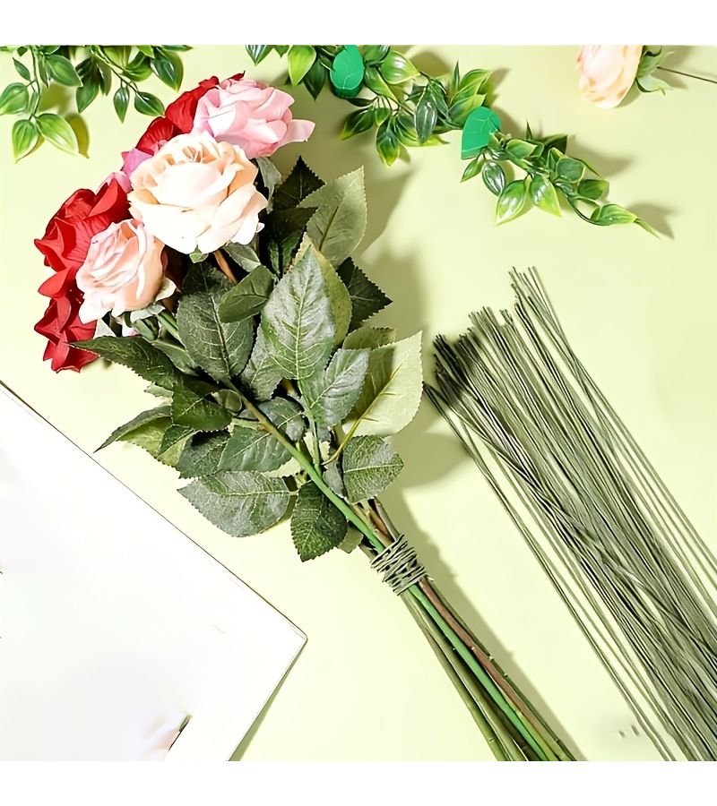 40 Centimeter Green Floral Wire Mixed Colors 99pcs Flexible Wrought Iron Flower Stem Wire For Floral Crafts Art Flower Decorations And Florist Event Planning Supplies - Image 3