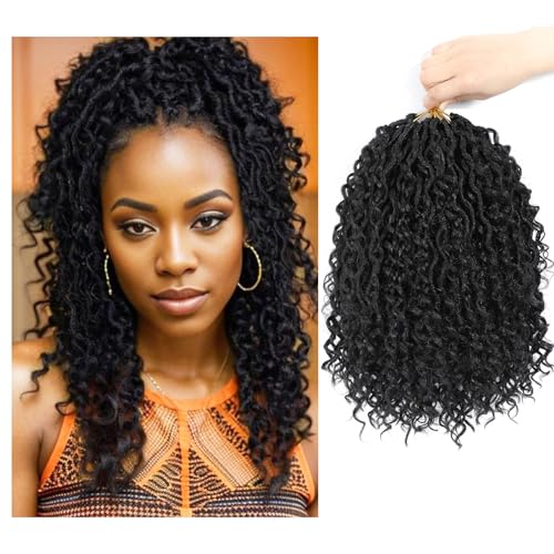 SamBraid Goddess Locs Crochet Hair 10 Inch, 8 Packs New Goddess Faux Locs Crochet Hair for Black Women, Boho Hippie Locs, River Hair with Curly Ends (10Inch, 8Packs, 1B#) - Image 1