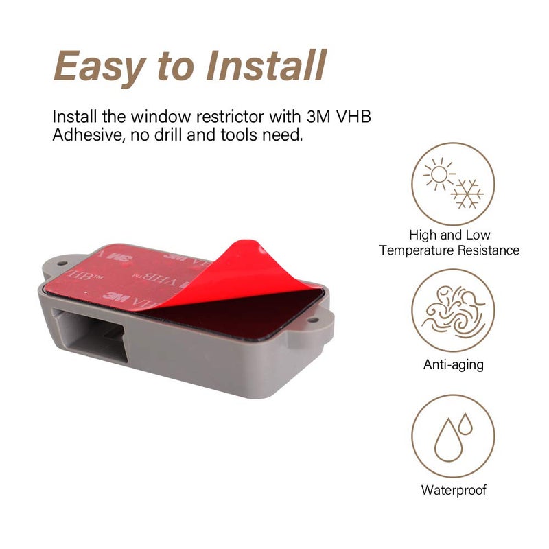EUDEMON Window Lock Children Protection Window Restrictor Child Safety Window Stopper Falling Prevention Locks Limiter Easy to Install and Use Adhesive no Tools Need or Drill - Image 4