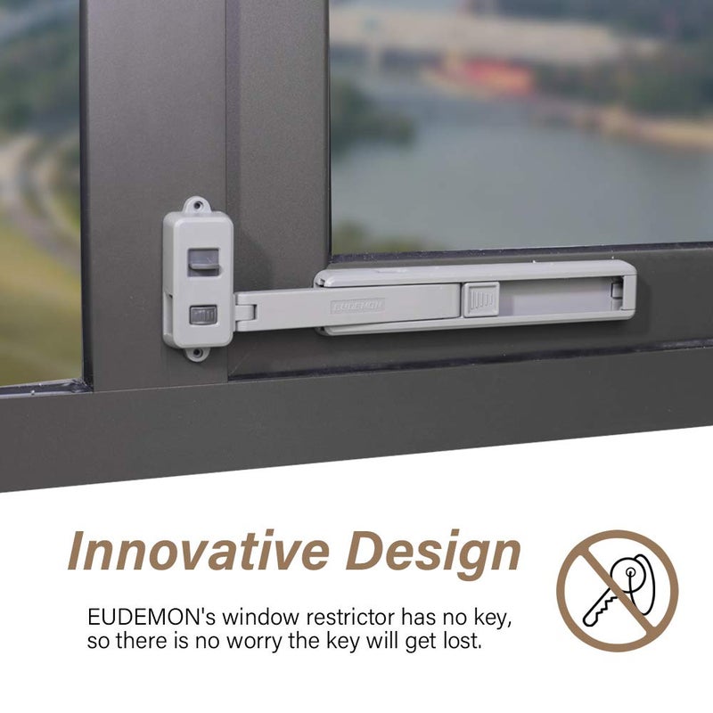 EUDEMON Window Lock Children Protection Window Restrictor Child Safety Window Stopper Falling Prevention Locks Limiter Easy to Install and Use Adhesive no Tools Need or Drill - Image 2